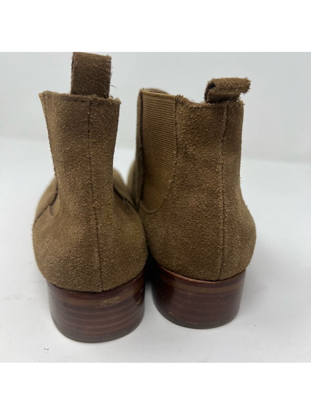 GAP Size 6.5 Tobacco Geuine Suede Chelsea Low Heel Boots Booties - Picture 4 of 12